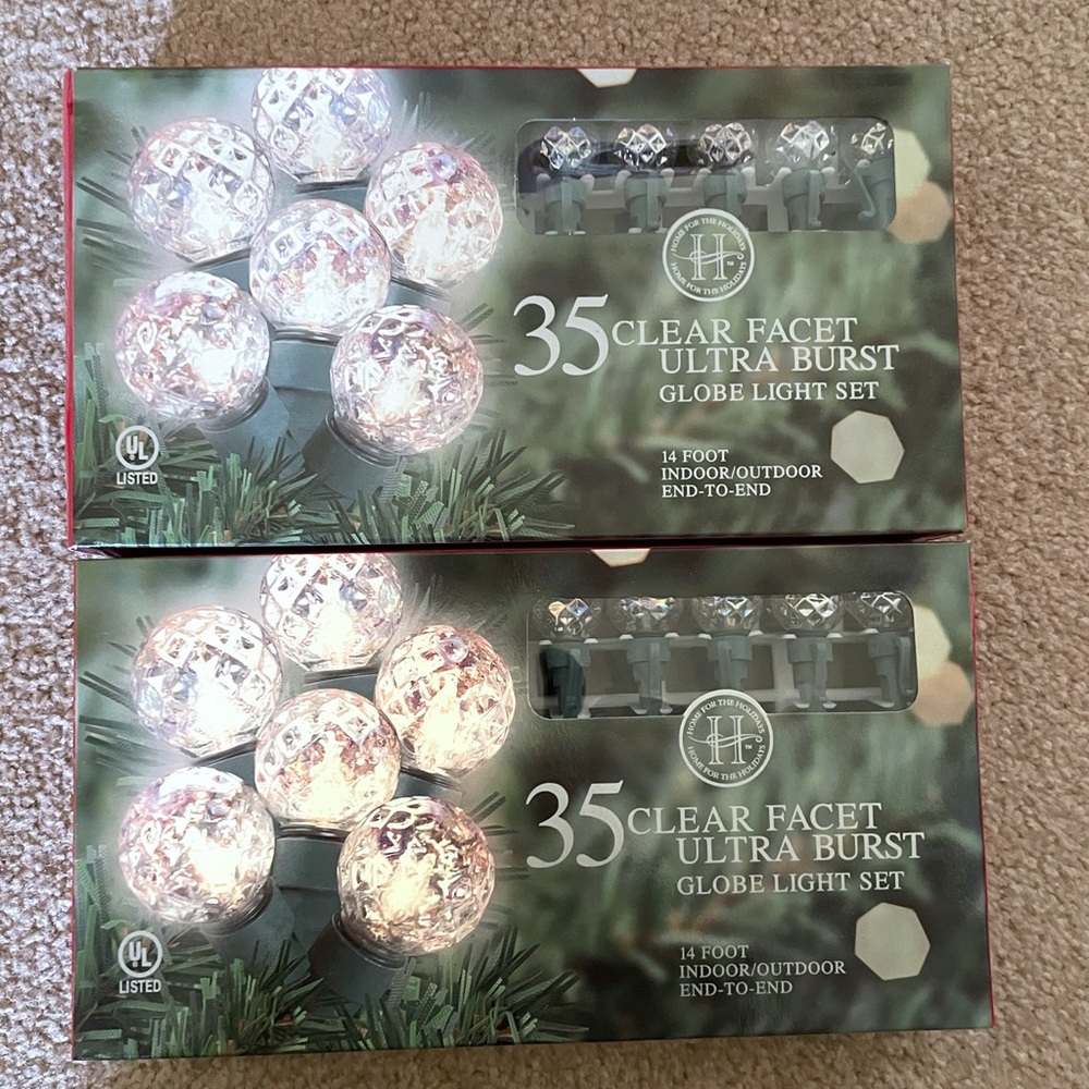 Home For The Holidays 35 clear faceted globe light string 14 feet